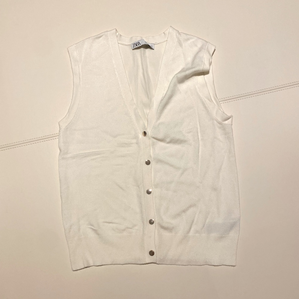 zara cream vest